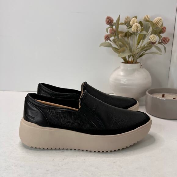 Vionic Kearny Platform Leather Slip-On Sneaker Loafer Black Women 7.5 Wide - Picture 3 of 10
